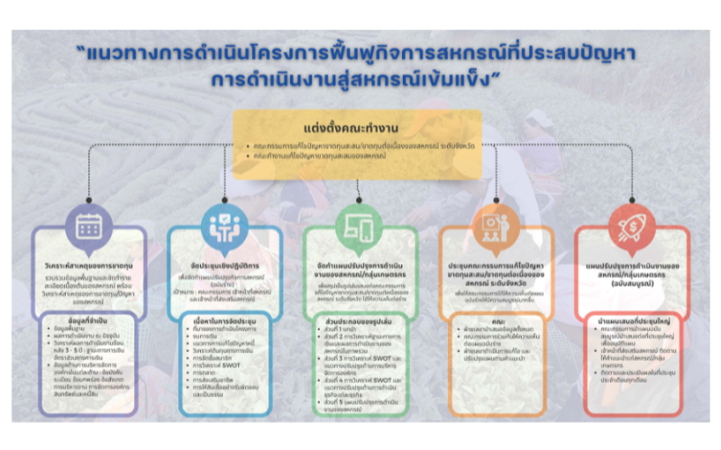 Infographic แนวทางการดำเนินโครงการฟื้นฟูกิจการสหกรณ์ที่ประสับปัญหาฯ